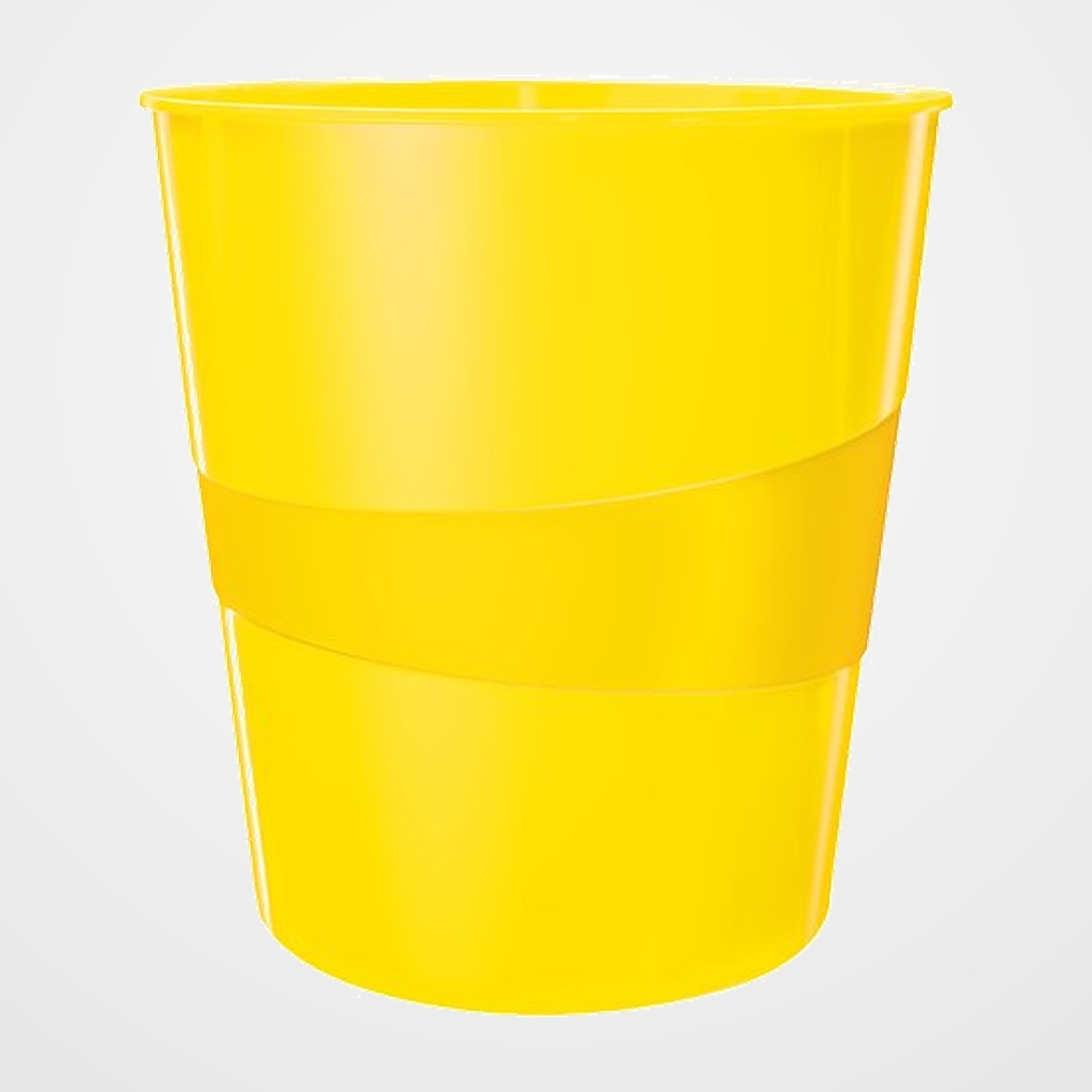 PAPELERA PLASTICO CERRADA LEITZ WOW 15L AMARILLO