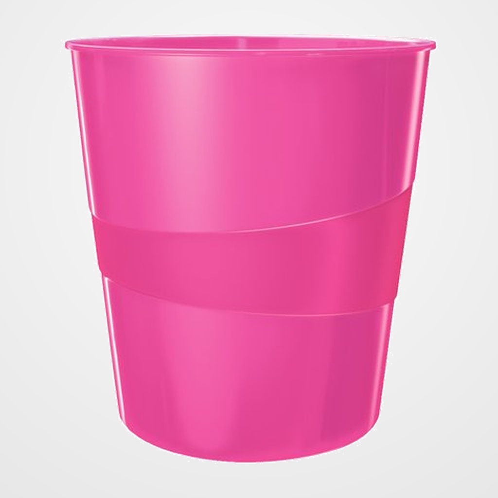 PAPELERA PLASTICO CERRADA LEITZ WOW 15L FUCSIA