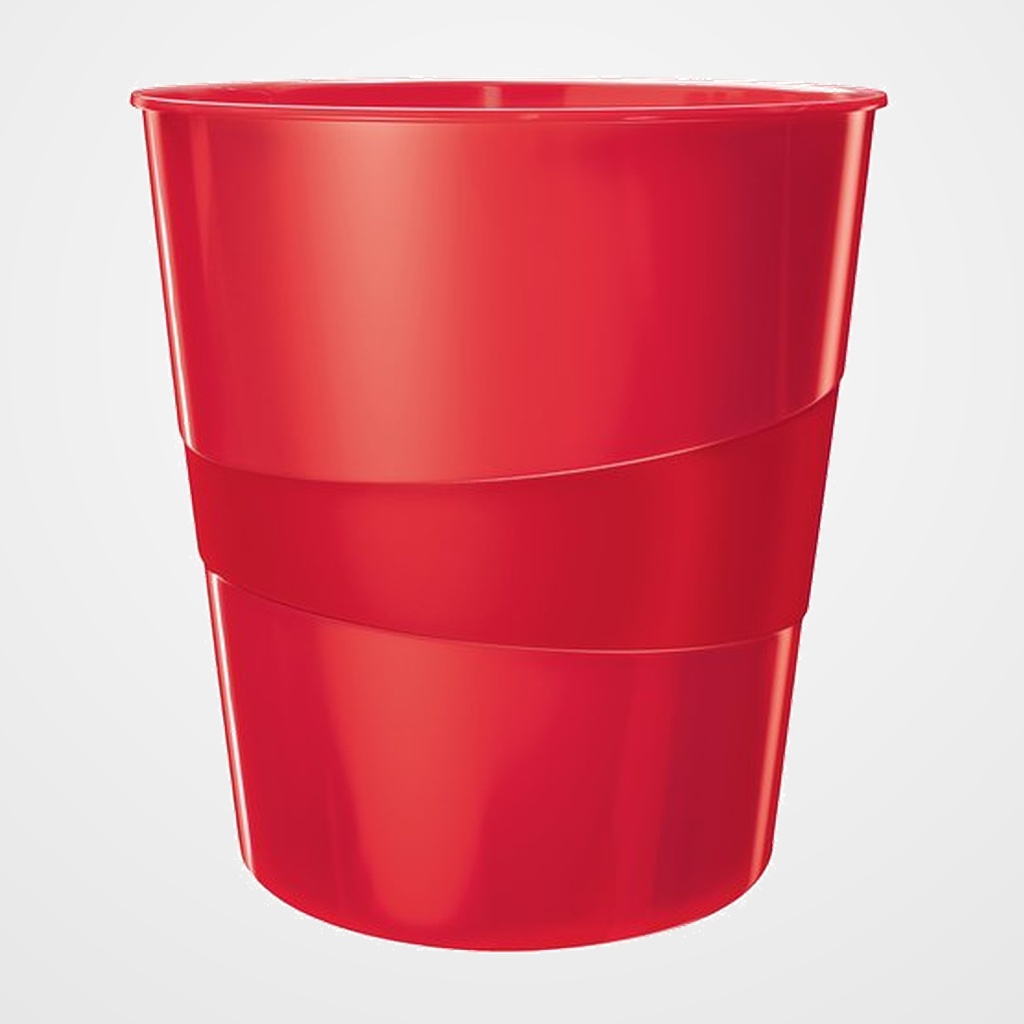 PAPELERA PLASTICO CERRADA LEITZ WOW 15L ROJO