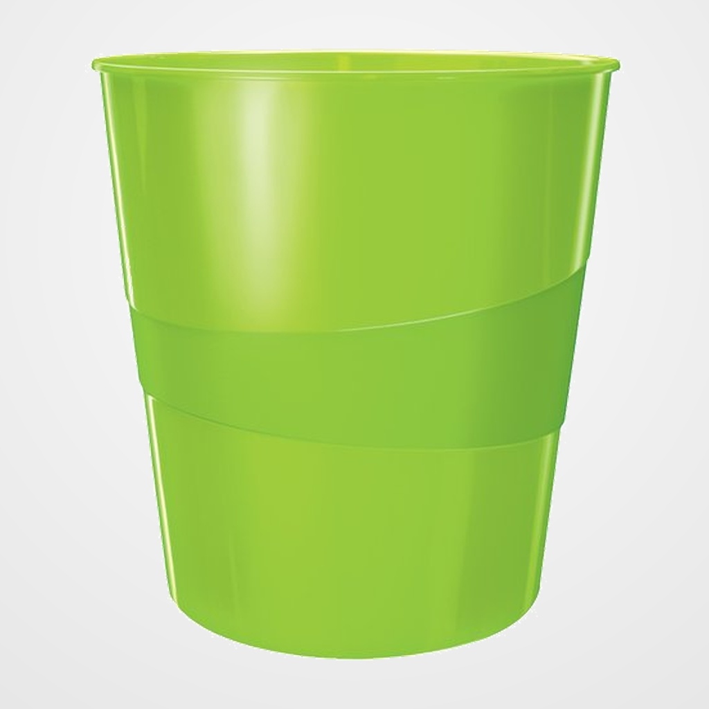 PAPELERA PLASTICO CERRADA LEITZ WOW 15L VERDE