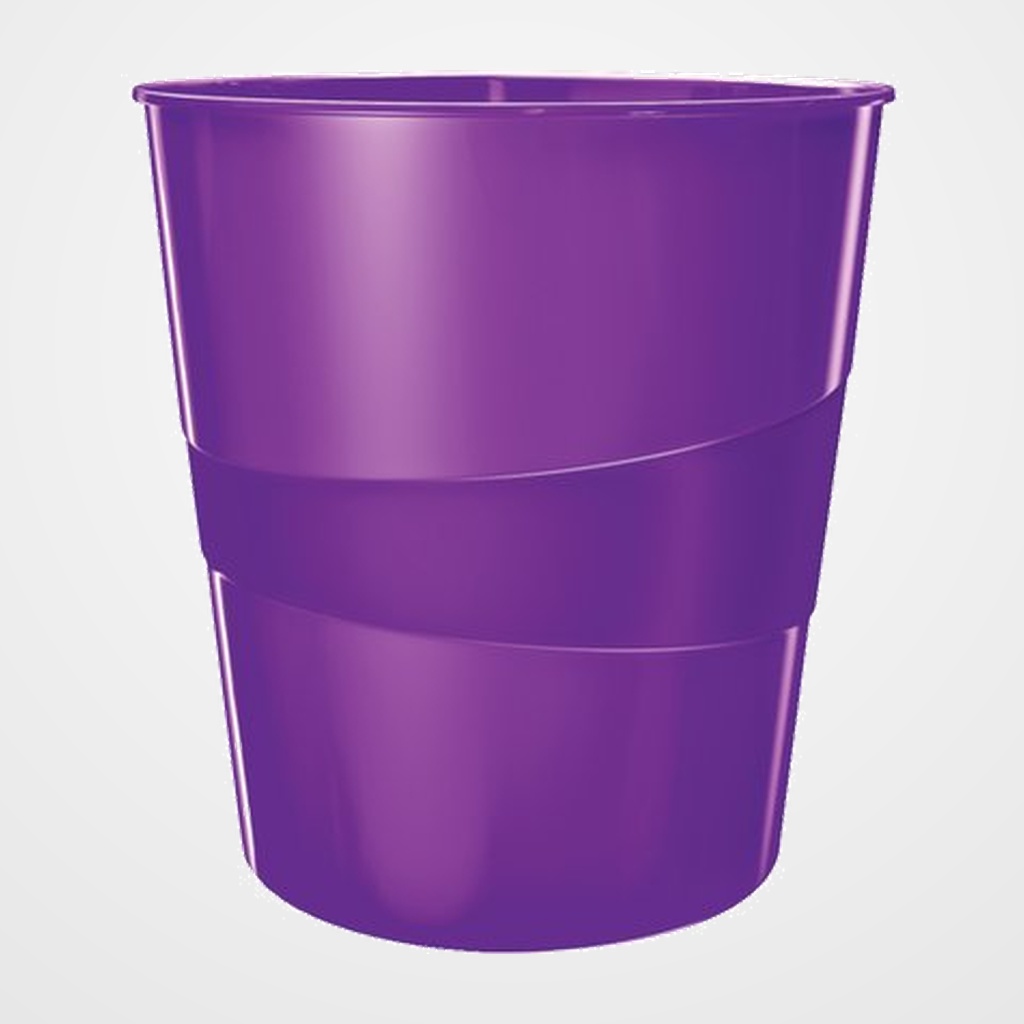 PAPELERA PLASTICO CERRADA LEITZ WOW 15L VIOLETA