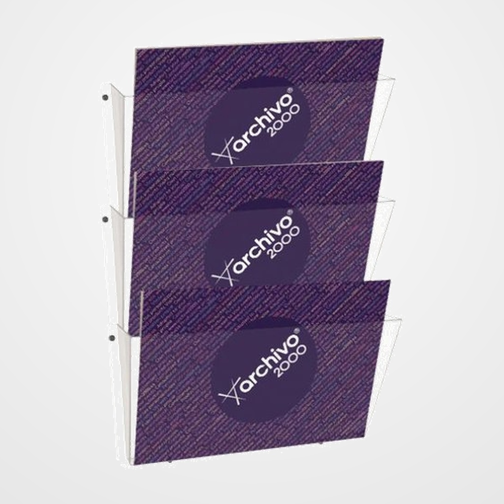 PORTADOCUMENTOS MURAL A4 HORIZONTAL 3 COMPARTIMENTOS CRISTAL