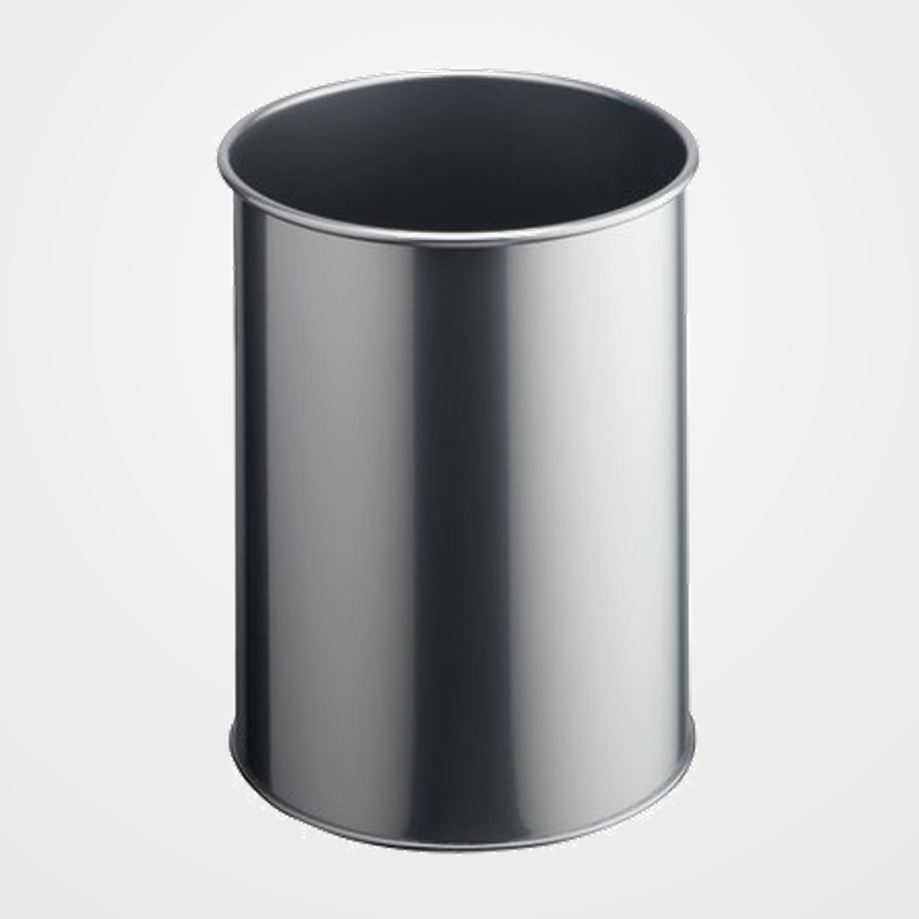 PAPELERA METALICA DURABLE REDONDA 15 LITROS PLATA