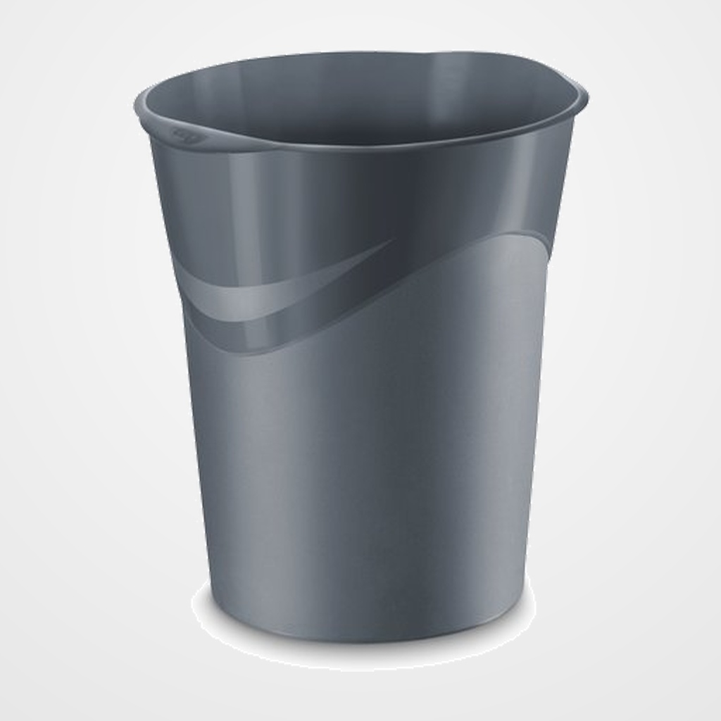 PAPELERA PLASTICO CERRADA CEP GLOSS 280G 14 LITROS GRIS