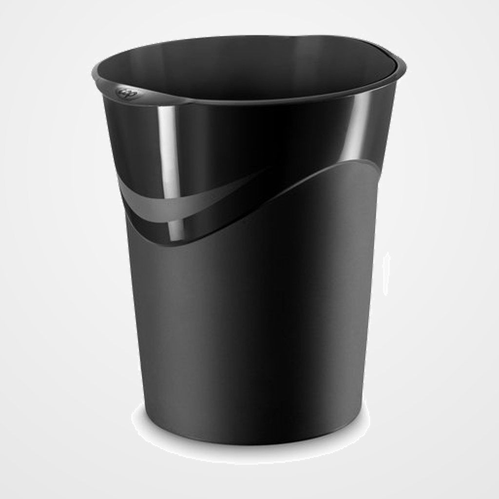 PAPELERA PLASTICO CERRADA CEP GLOSS 280G 14 LITROS NEGRO