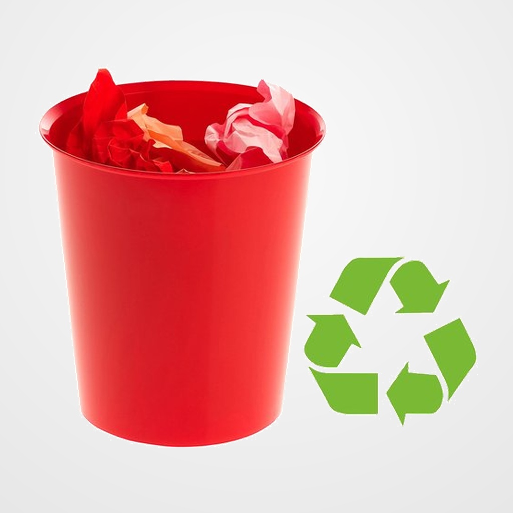 [14401037] PAPELERA PLASTICO CERRADA 16 LITROS ROJA
