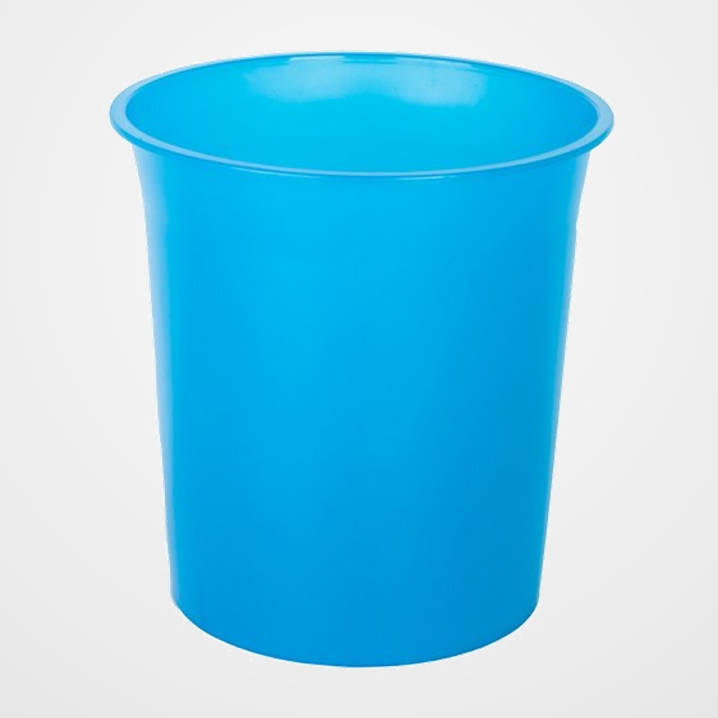 PAPELERA PLASTICO CERRADA 16 LITROS TRASLUCIDO AZUL
