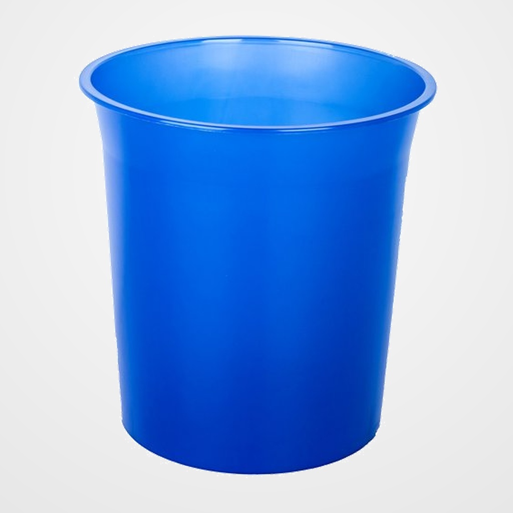 PAPELERA PLASTICO CERRADA 16 LITROS TRASLUCIDO AZUL MAR