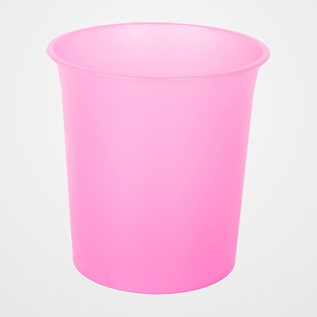 PAPELERA PLASTICO CERRADA 16 LITROS TRASLUCIDO FUCSIA