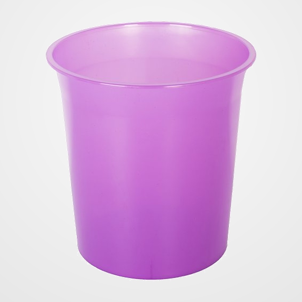 PAPELERA PLASTICO CERRADA 16 LITROS TRASLUCIDO MALVA