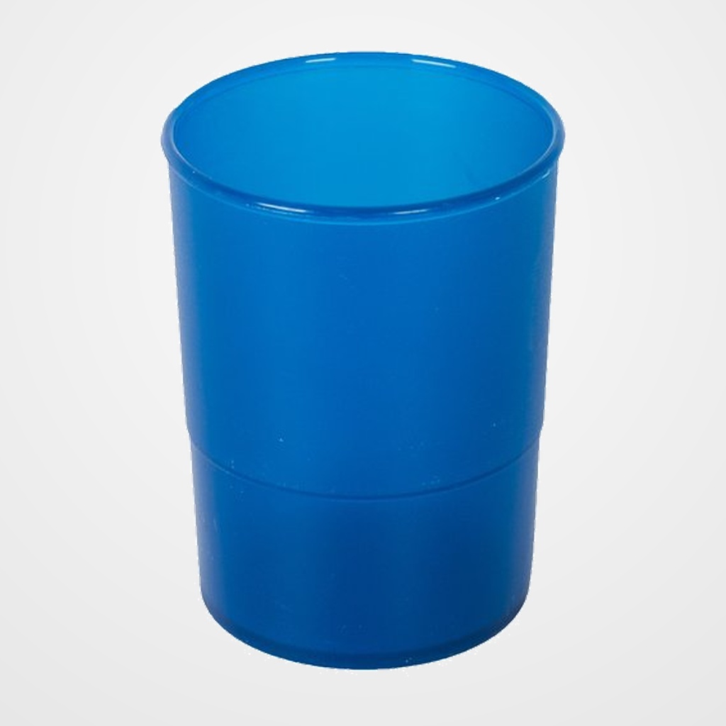 PORTA LAPICES PLASTICO REDONDO TRASLUCIDO AZUL MAR