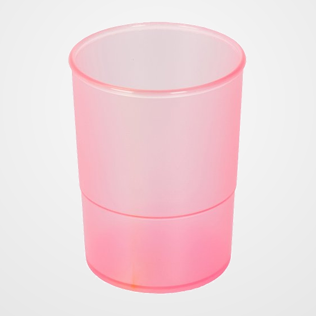 PORTA LAPICES PLASTICO REDONDO TRASLUCIDO FUCSIA