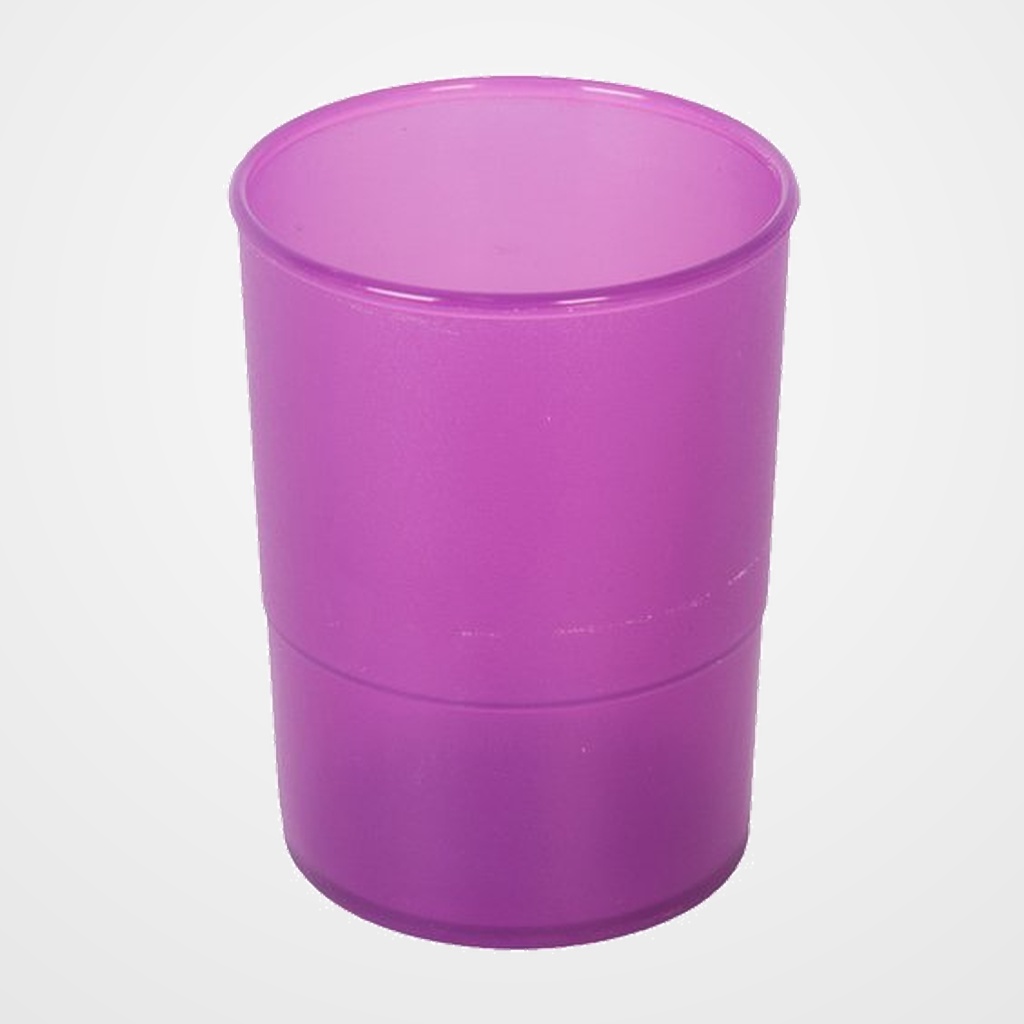 PORTA LAPICES PLASTICO REDONDO TRASLUCIDO MALVA