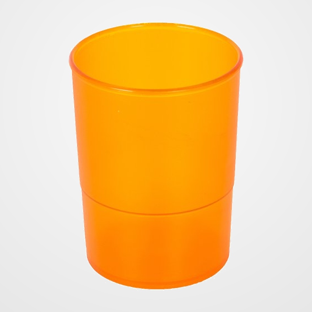 PORTA LAPICES PLASTICO REDONDO TRASLUCIDO NARANJA