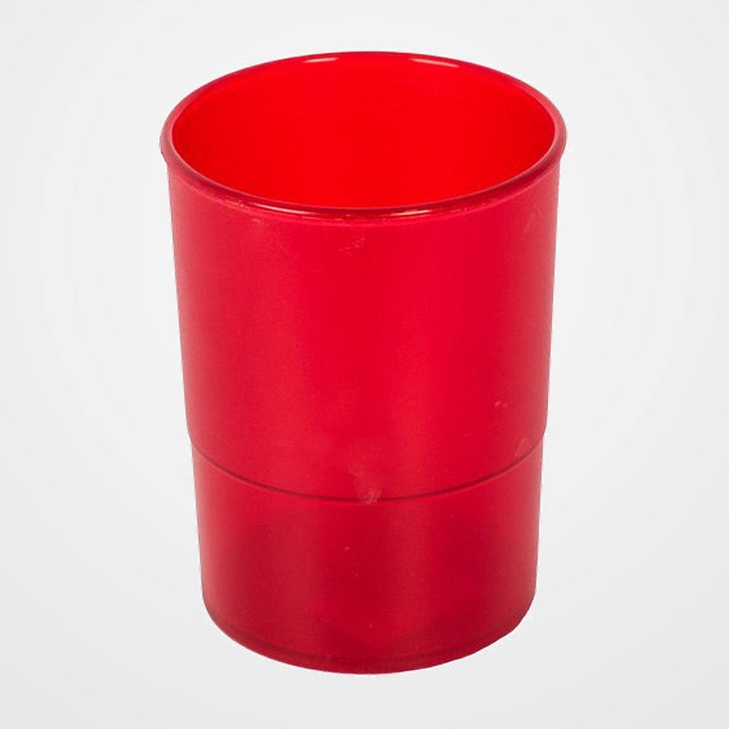 PORTA LAPICES PLASTICO REDONDO TRASLUCIDO ROJO