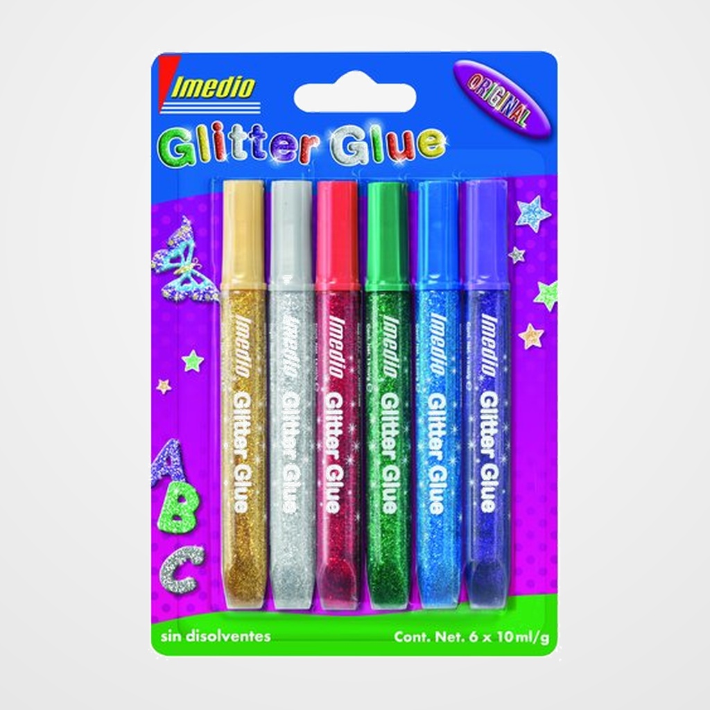 COLA GLITTER GLUE IMEDIO ORIGINAL 6x 10ml
