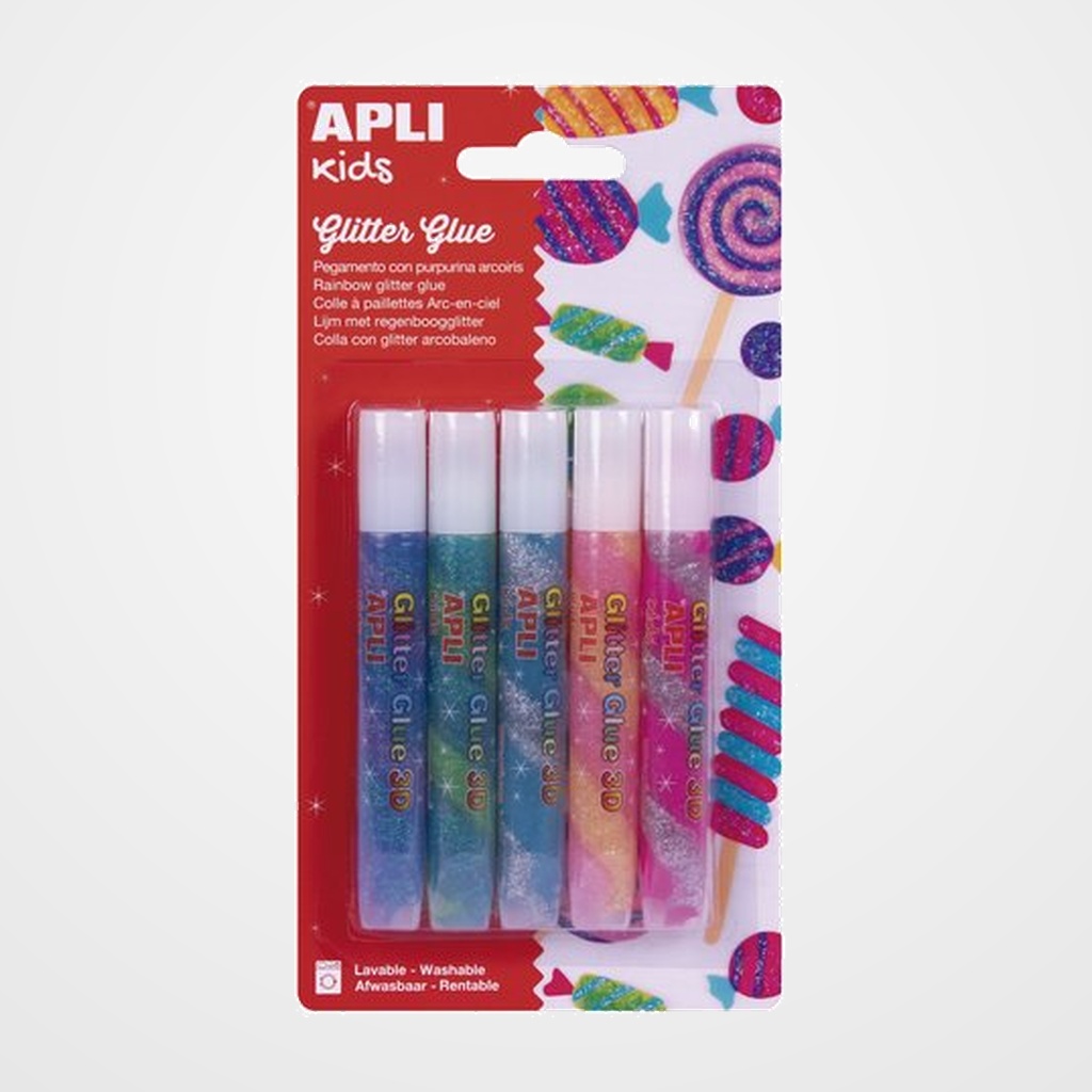 COLA GLITTER APLI (tubo) ARCOIRIS 3D de 5