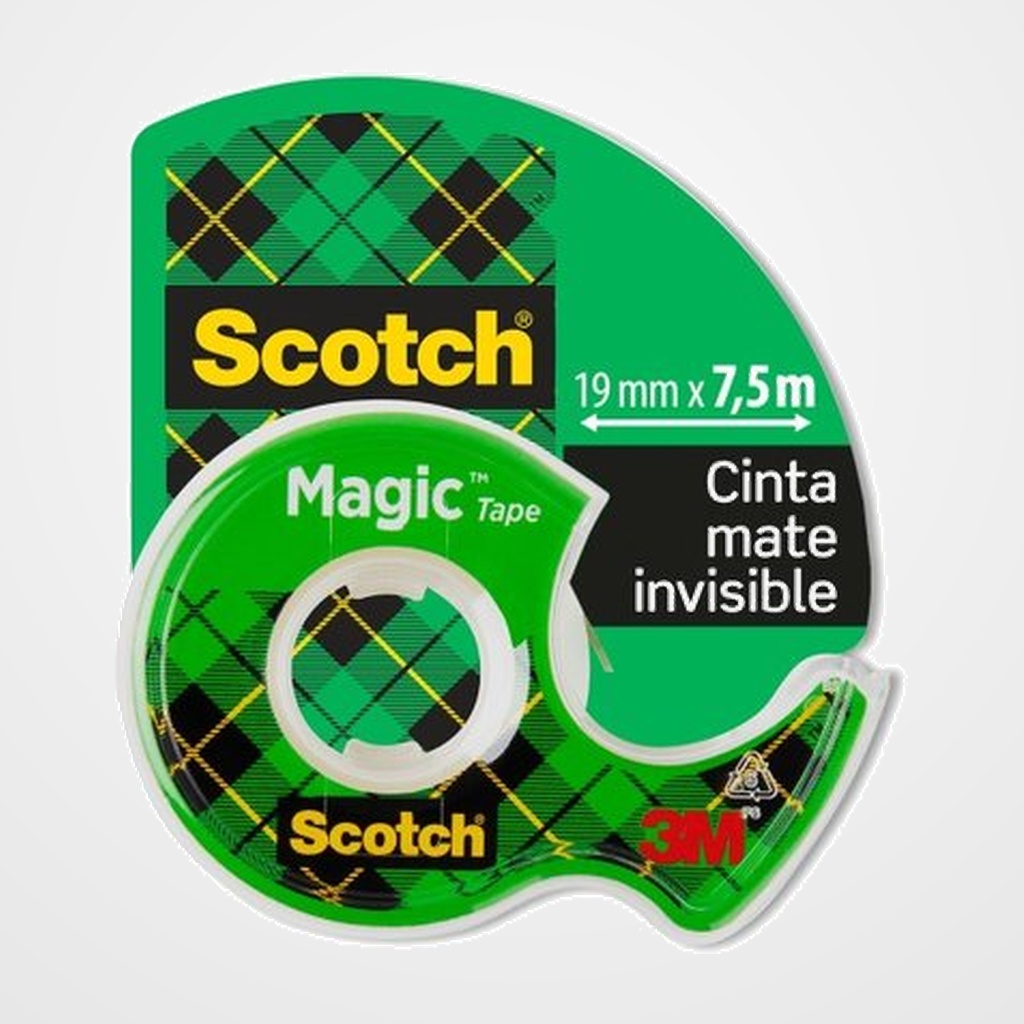CINTA ADHESIVA SCOTCH MAGIC INVISIBLE rollo  7,5x19 con MINI PORTARROLLOS