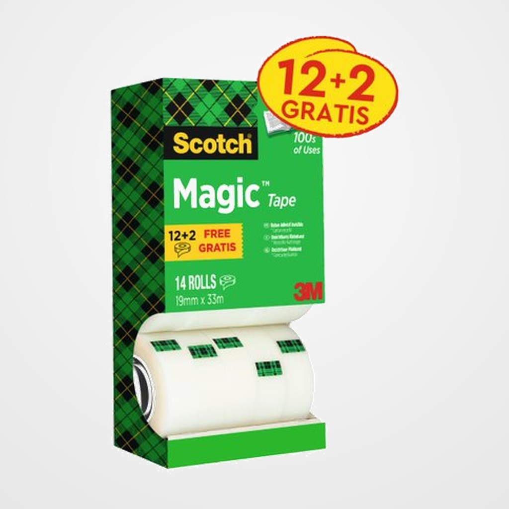 CINTA ADHESIVA SCOTCH MAGIC INVISIBLE rollo 33x19 PACK DE 14