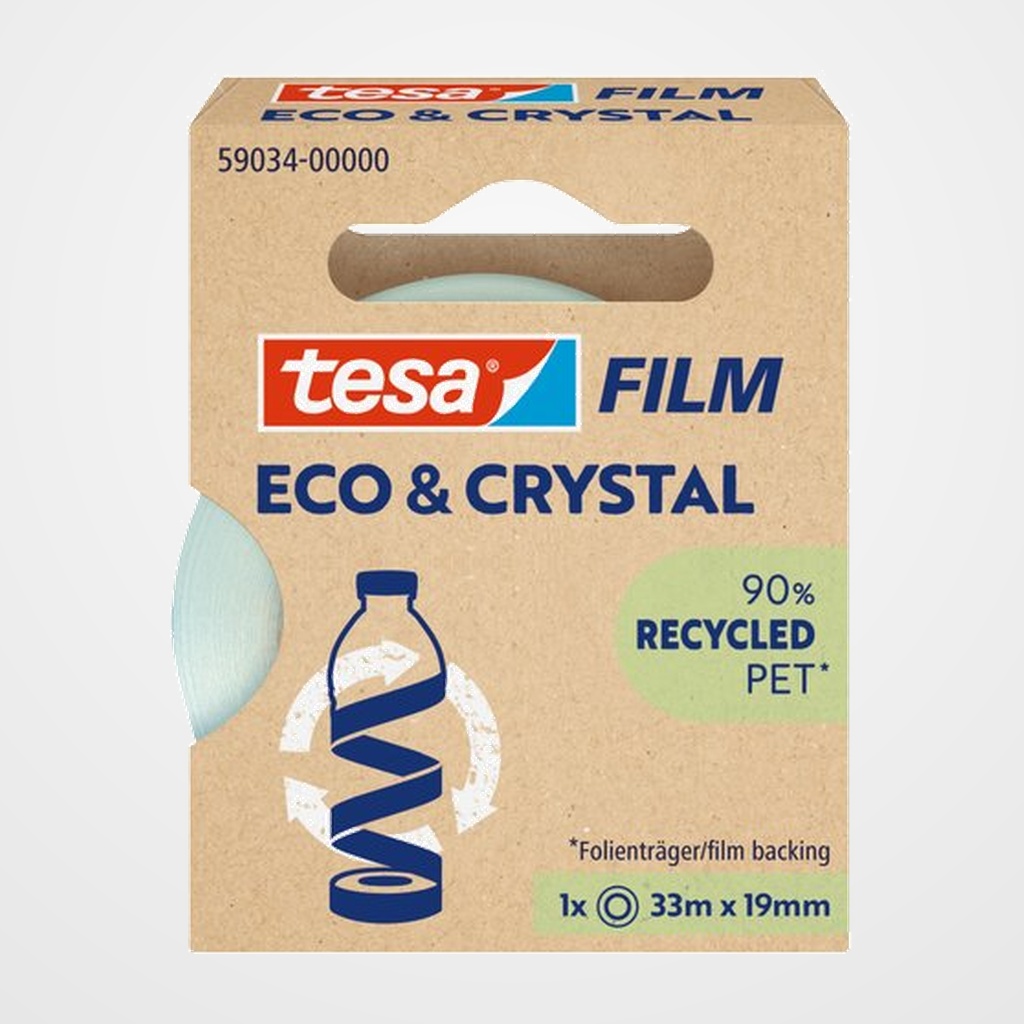 CINTA ADHESIVA TESA ECO&CRYSTAL (90% reciclado) rollo 33x19