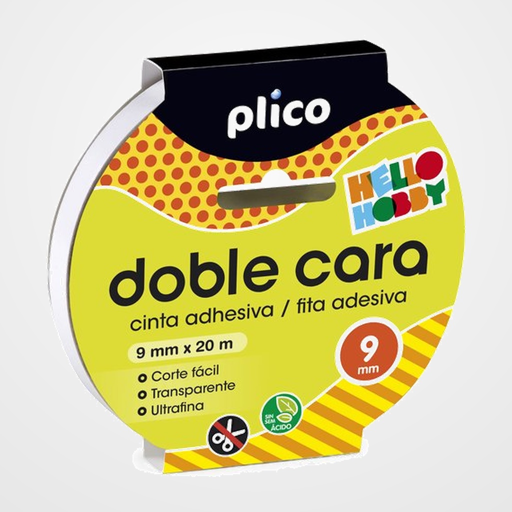 CINTA ADHESIVA DOBLE CARA PLICO rollo 9x20