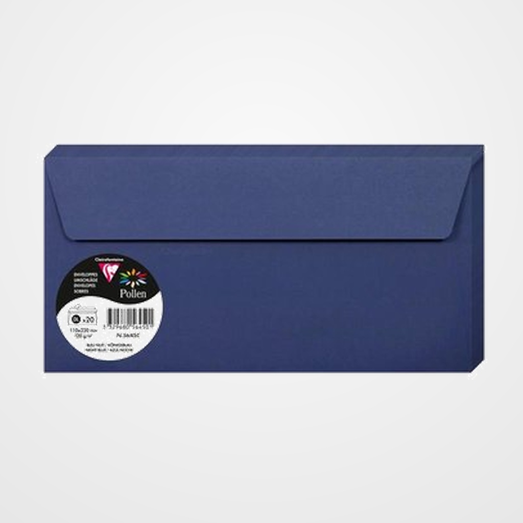 SOBRE CLAIREFONTAINE POLLEN 110x220 120g AZUL NOCHE PAQUETE DE 20