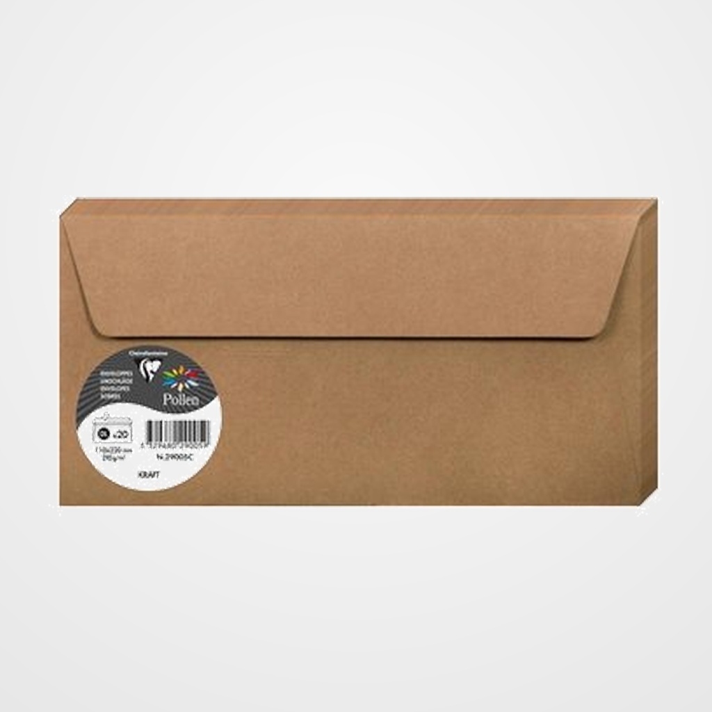 SOBRE CLAIREFONTAINE POLLEN 110x220 120g KRAFT PAQUETE DE 20