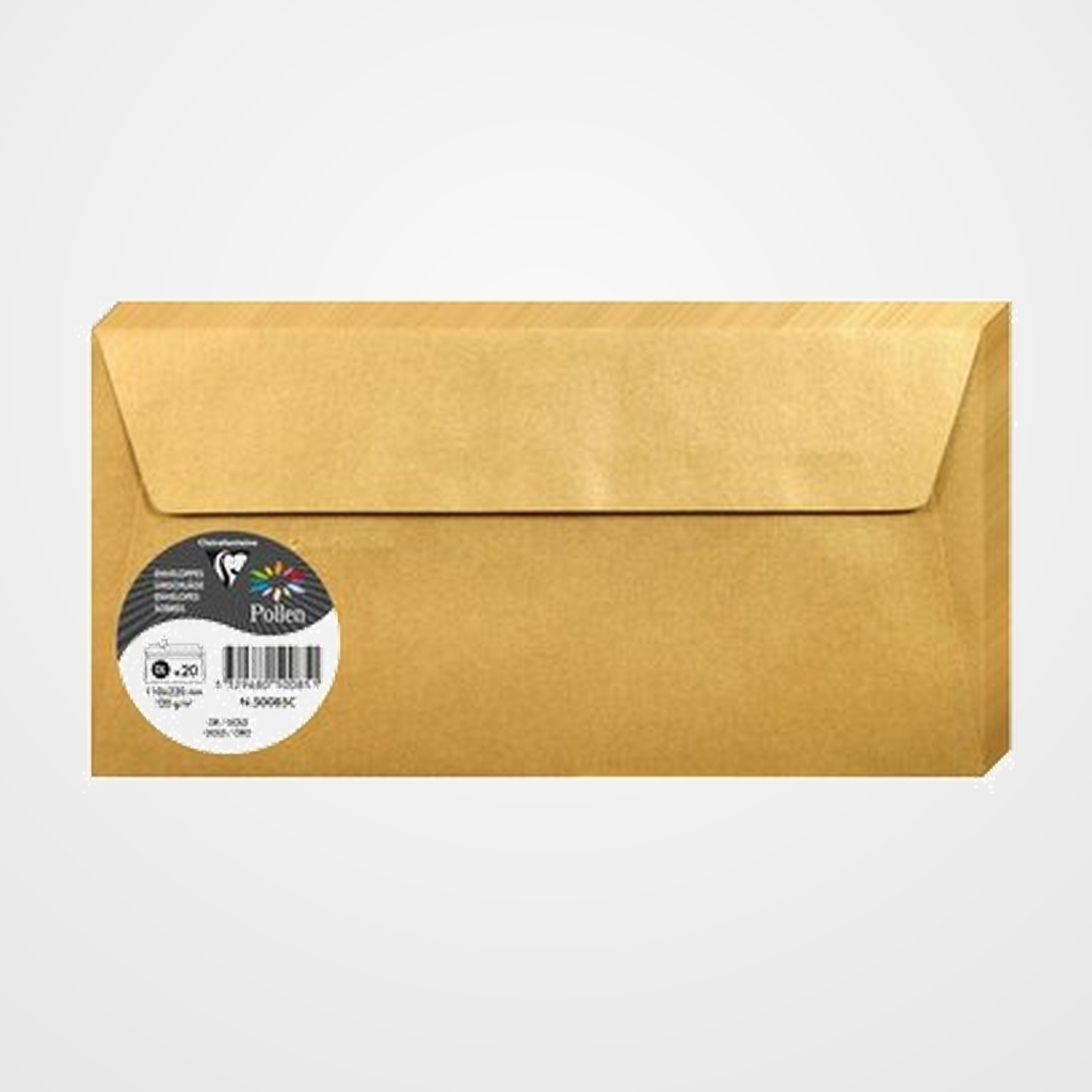 SOBRE CLAIREFONTAINE POLLEN 110x220 120g ORO PAQUETE DE 20