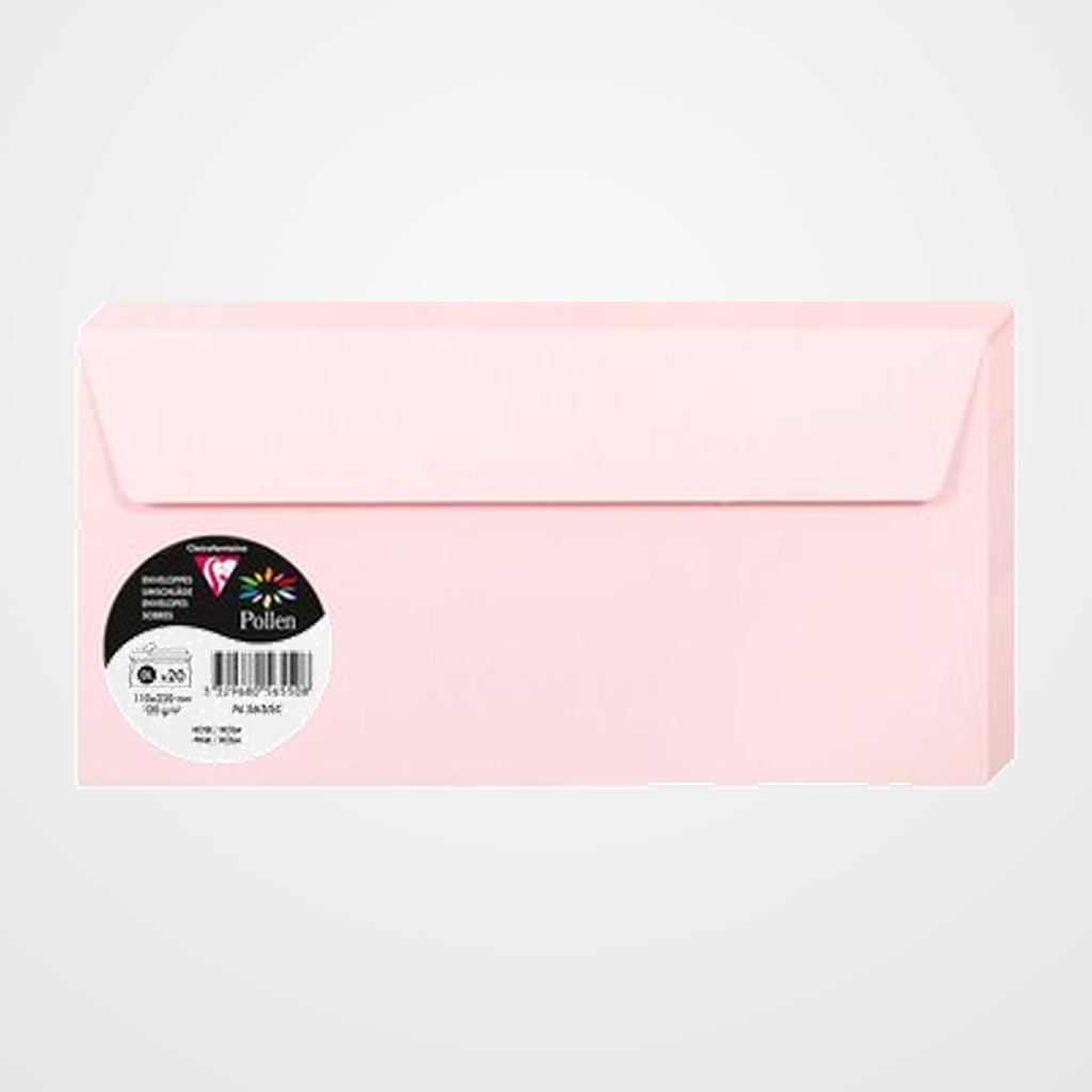 SOBRE CLAIREFONTAINE POLLEN 110x220 120g ROSA PAQUETE DE 20