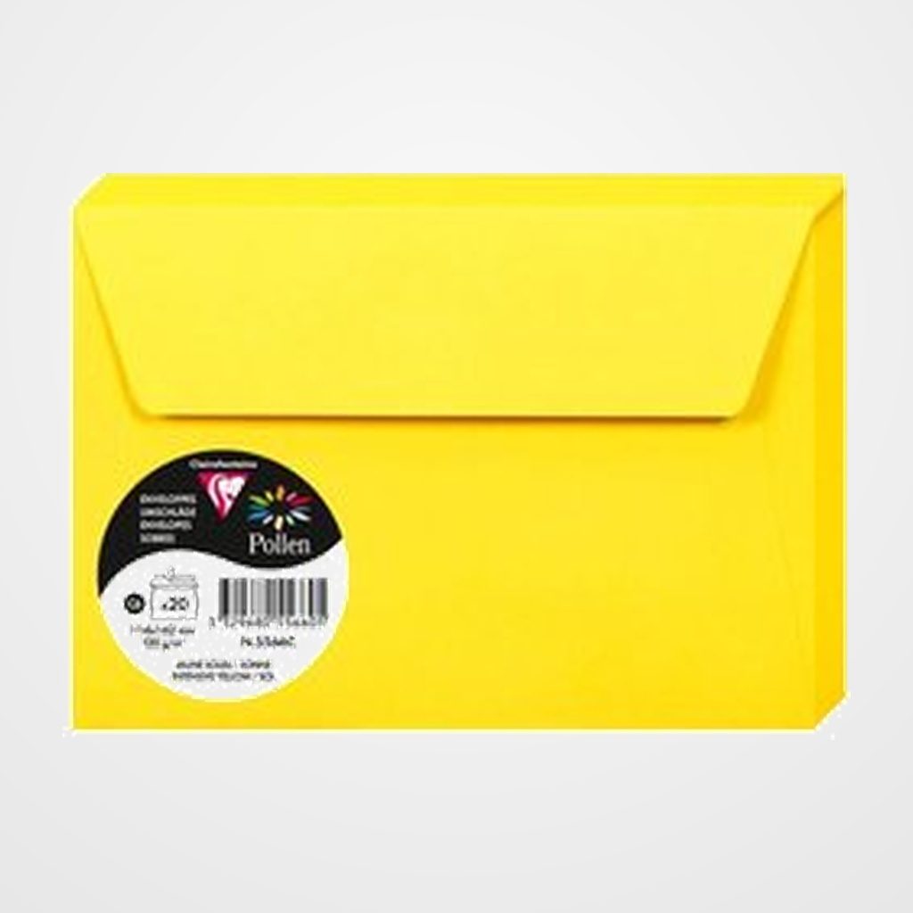 SOBRE CLAIREFONTAINE POLLEN 114x162 120g AMARILLO SOL PAQUETE DE 20