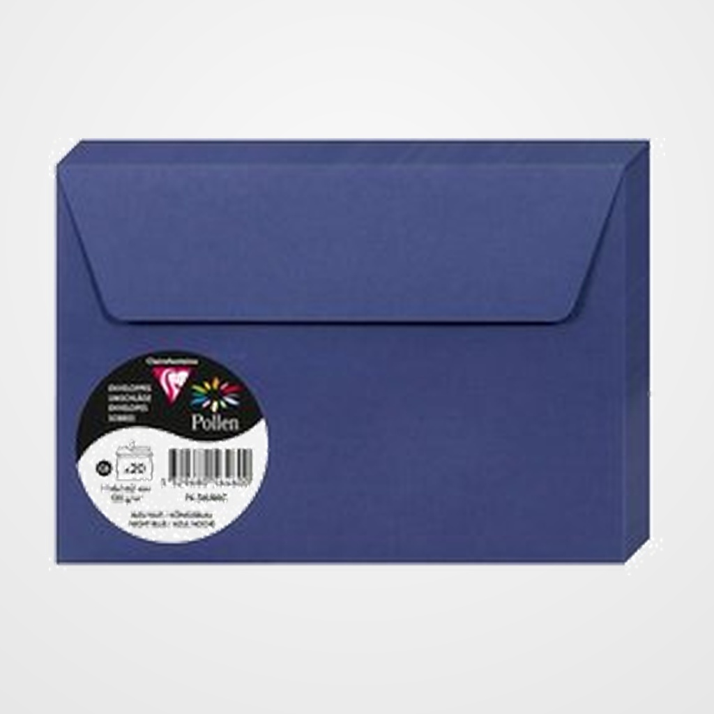 SOBRE CLAIREFONTAINE POLLEN 114x162 120g AZUL NOCHE PAQUETE DE 20