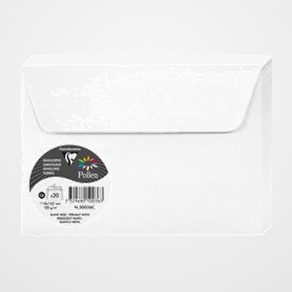 SOBRE CLAIREFONTAINE POLLEN 114x162 120g BLANCO METALIZADO PAQUETE DE 20