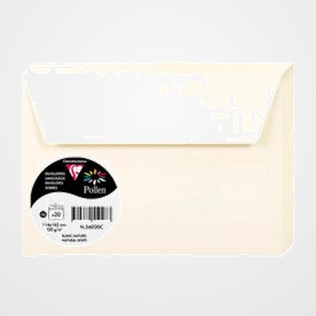 SOBRE CLAIREFONTAINE POLLEN 114x162 120g BLANCO NATURAL PAQUETE DE 20