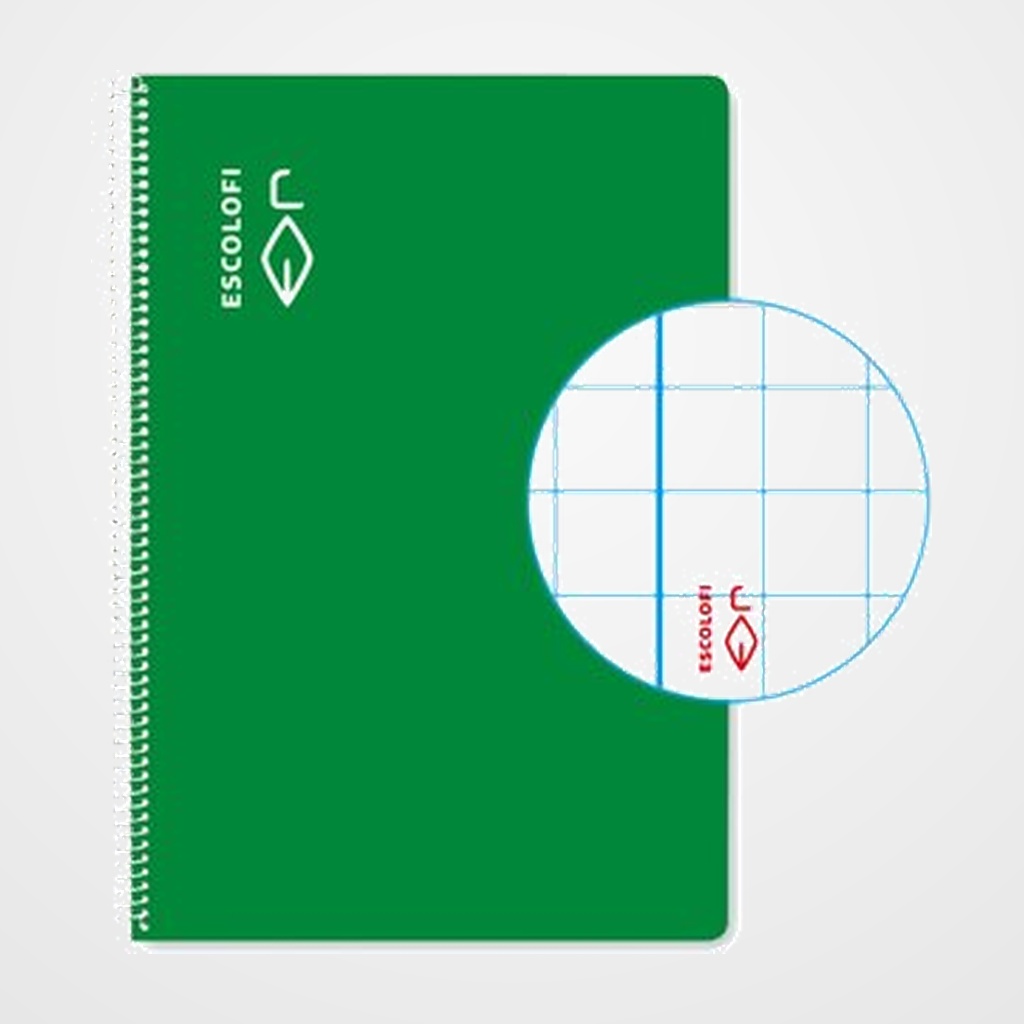 [10003351] BLOC ESCOLOFI ESPIRAL PLUS tapa DURA 4º 80h CUADRIC.6x6 90g VERDE