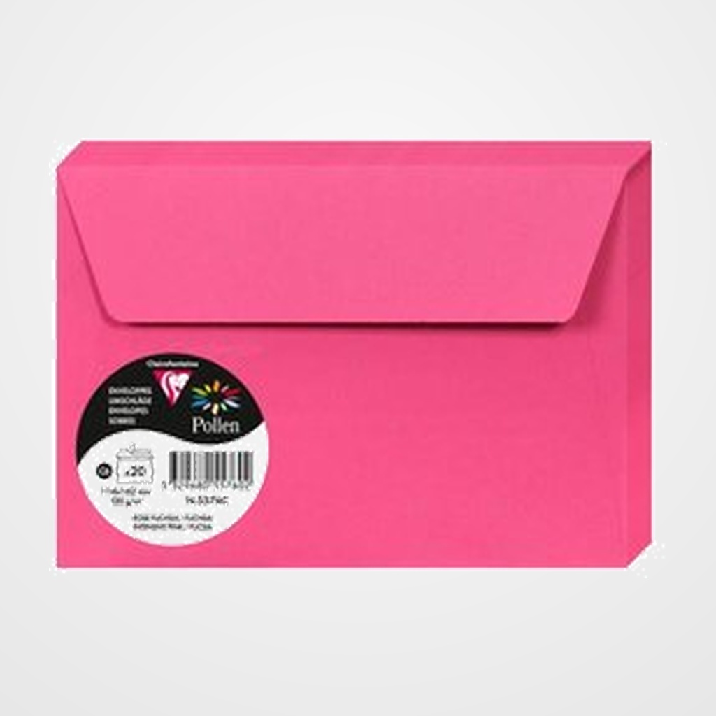 SOBRE CLAIREFONTAINE POLLEN 114x162 120g FUCSIA PAQUETE DE 20