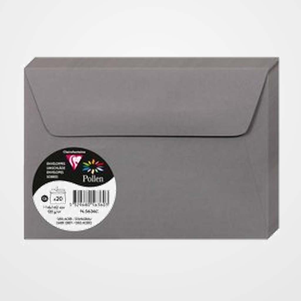 SOBRE CLAIREFONTAINE POLLEN 114x162 120g GRIS ACERO PAQUETE DE 20