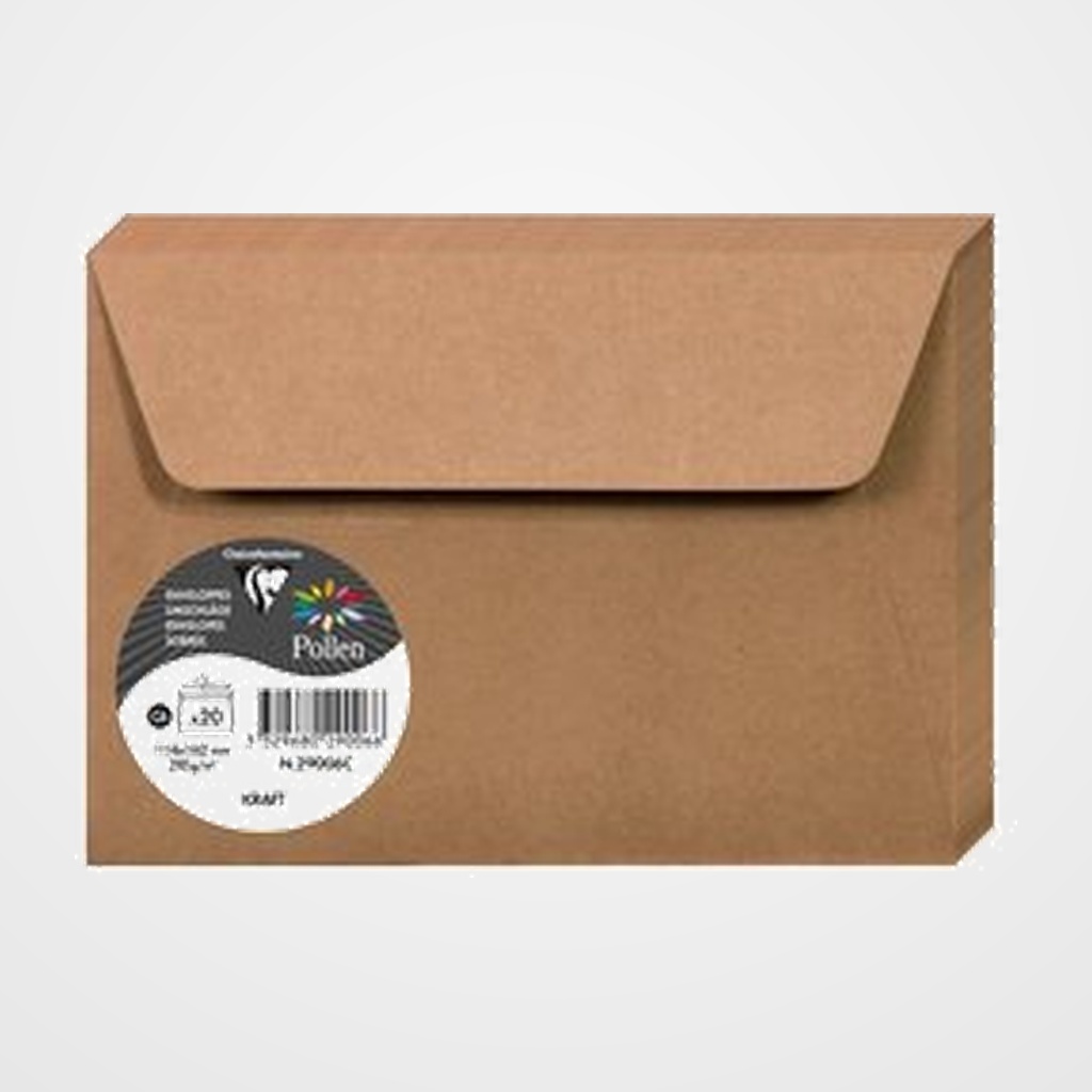 SOBRE CLAIREFONTAINE POLLEN 114x162 120g KRAFT PAQUETE DE 20