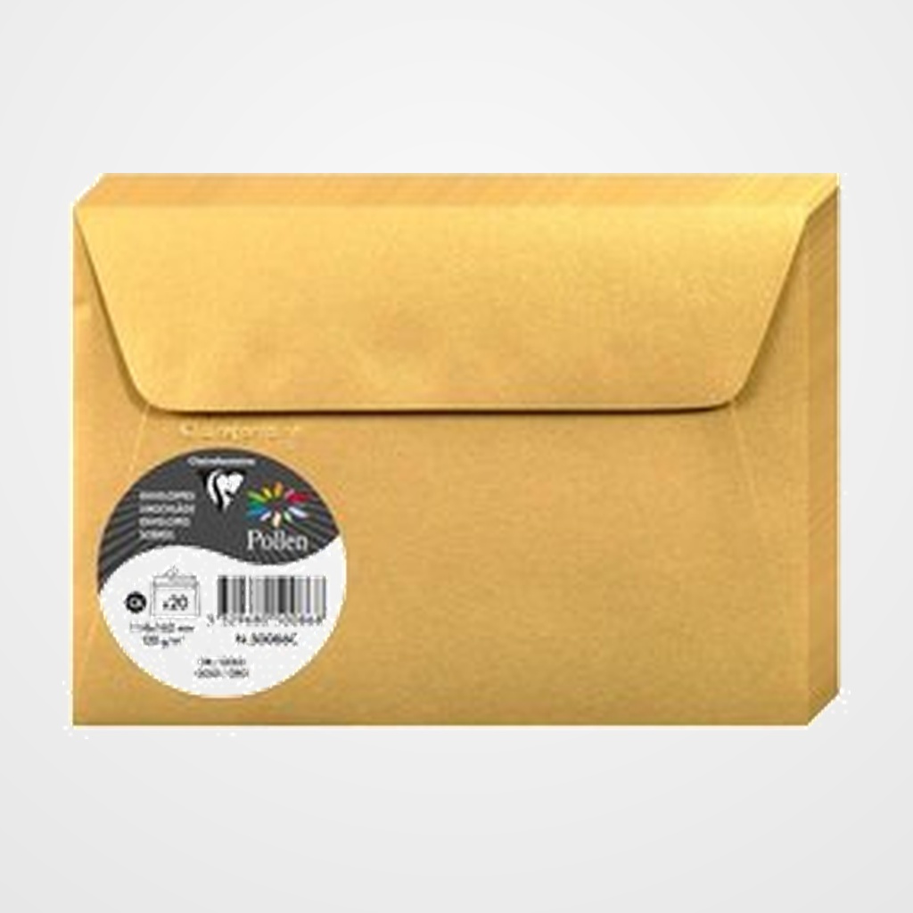 SOBRE CLAIREFONTAINE POLLEN 114x162 120g ORO PAQUETE DE 20