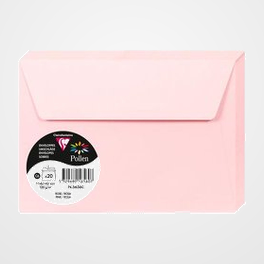 SOBRE CLAIREFONTAINE POLLEN 114x162 120g ROSA PAQUETE DE 20