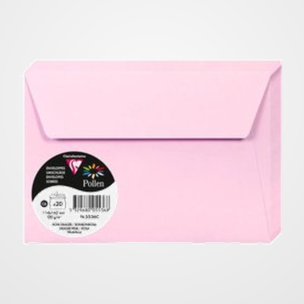 SOBRE CLAIREFONTAINE POLLEN 114x162 120g ROSA PELADILLA PAQUETE DE 20