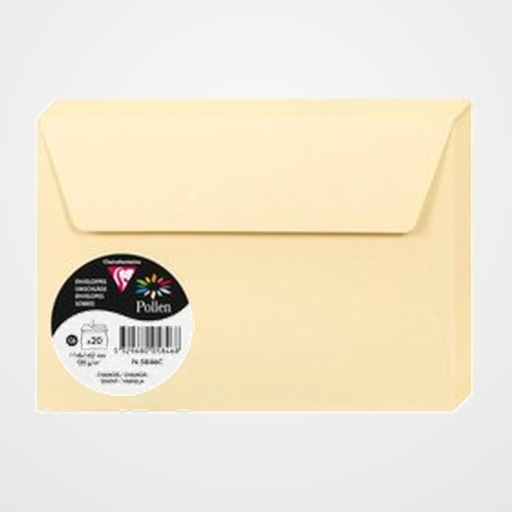 SOBRE CLAIREFONTAINE POLLEN 114x162 120g VAINILLA PAQUETE DE 20