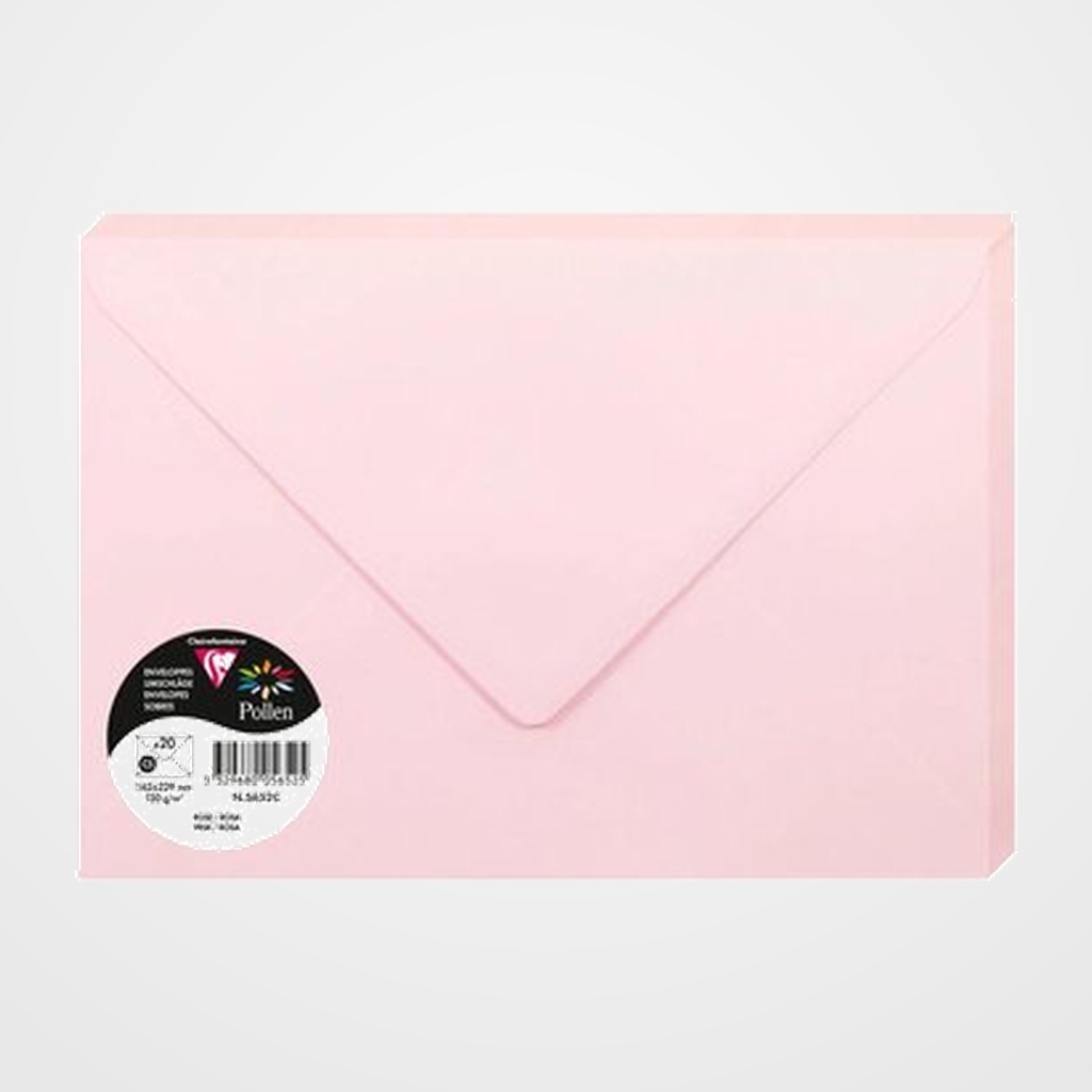 SOBRE CLAIREFONTAINE POLLEN 162x229 120g ROSA PAQUETE DE 20