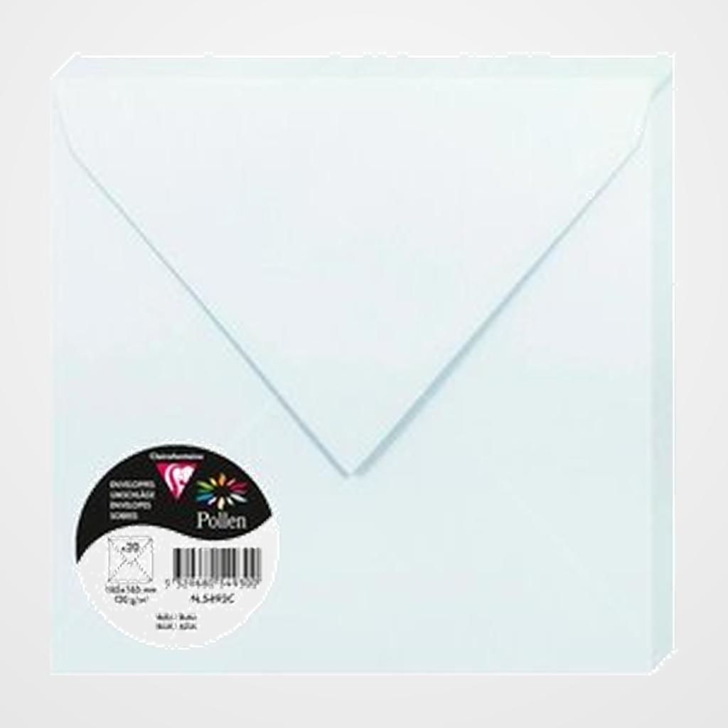 SOBRE CLAIREFONTAINE POLLEN 165x165 120g AZUL PAQUETE DE 20