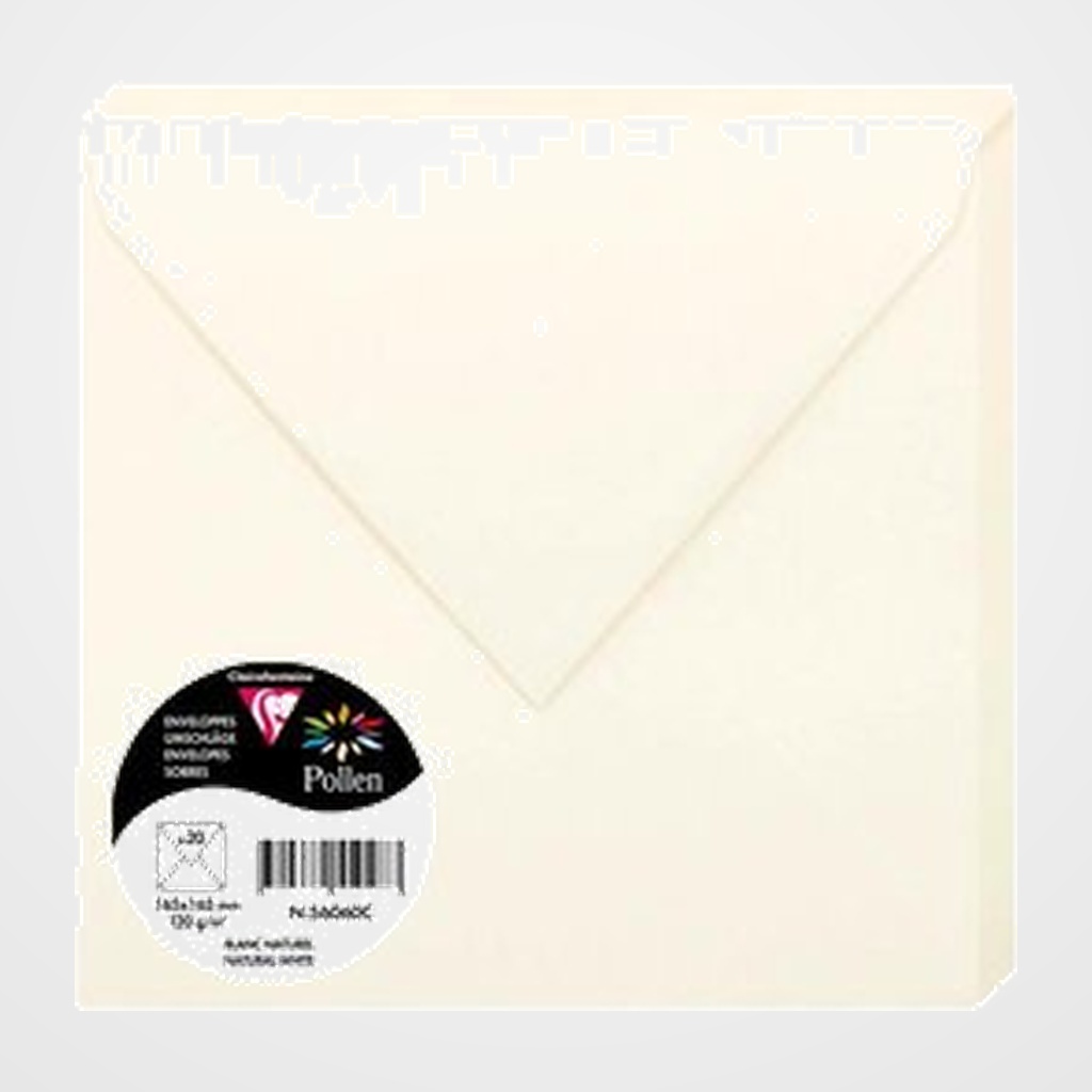 SOBRE CLAIREFONTAINE POLLEN 165x165 120g BLANCO NATURAL PAQUETE DE 20