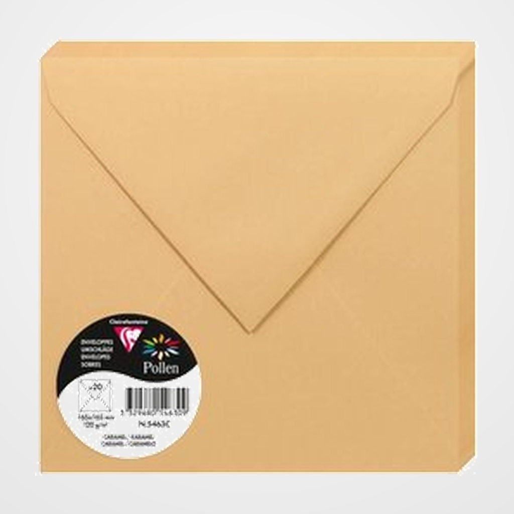 SOBRE CLAIREFONTAINE POLLEN 165x165 120g CARAMELO PAQUETE DE 20
