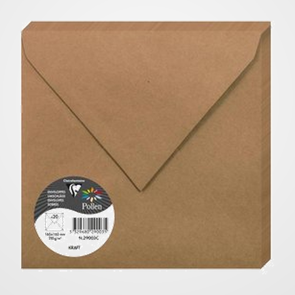 SOBRE CLAIREFONTAINE POLLEN 165x165 135g KRAFT PAQUETE DE 20