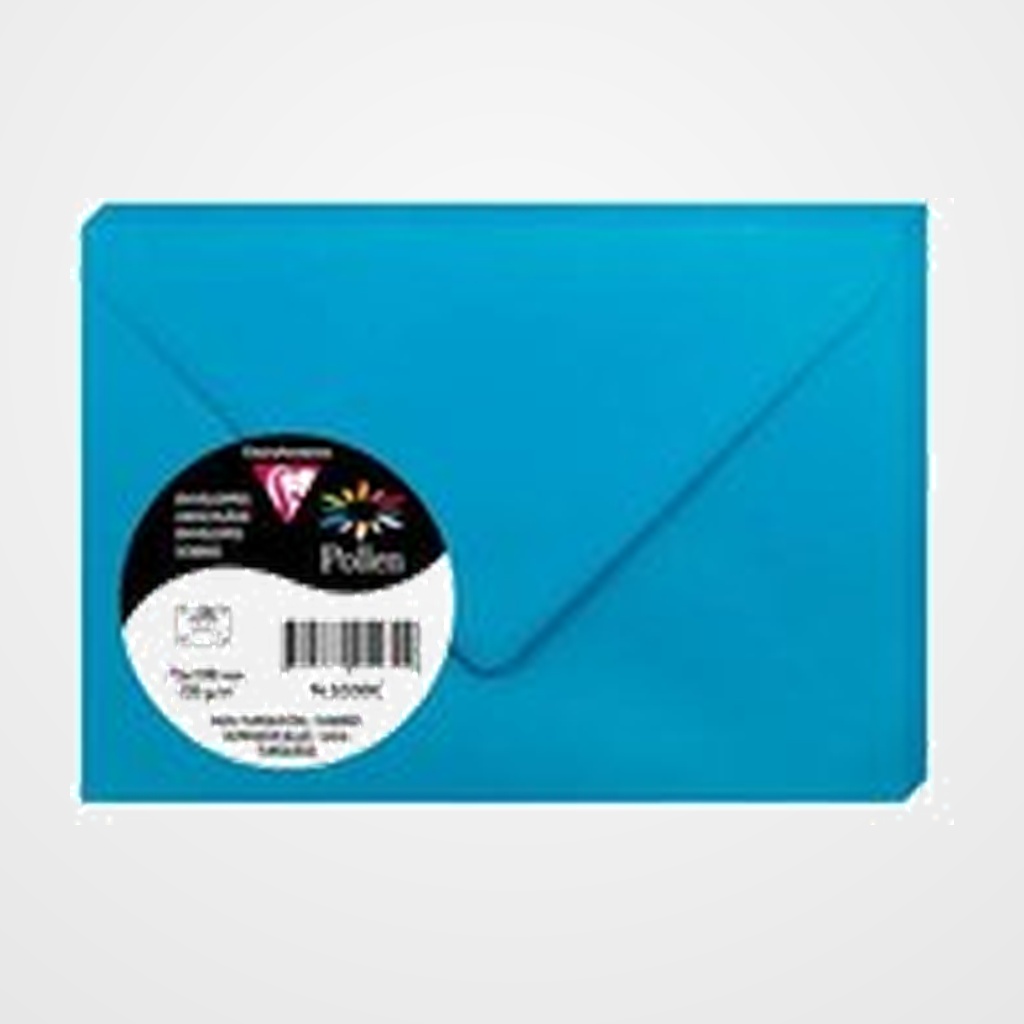 SOBRE CLAIREFONTAINE POLLEN 75x100 120g AZUL TURQUESA PAQUETE DE 20