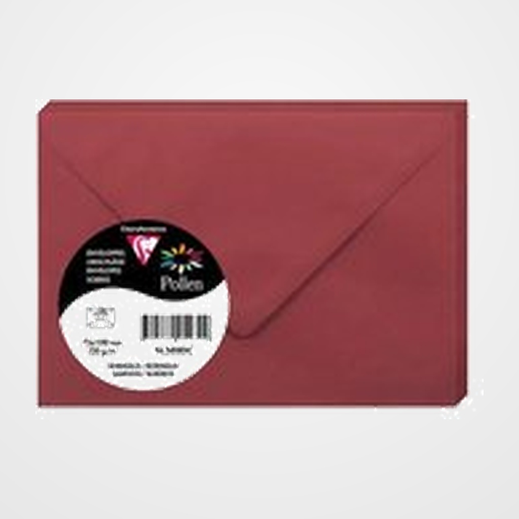 SOBRE CLAIREFONTAINE POLLEN 75x100 120g BURDEOS PAQUETE DE 20