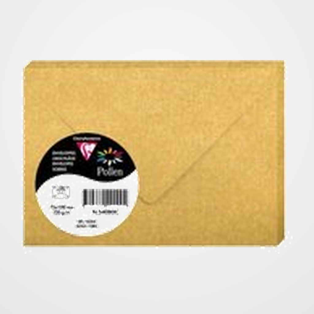 SOBRE CLAIREFONTAINE POLLEN 75x100 120g DORADO PAQUETE DE 20