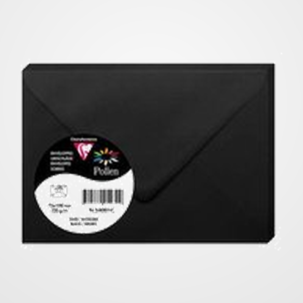 SOBRE CLAIREFONTAINE POLLEN 75x100 120g NEGRO PAQUETE DE 20